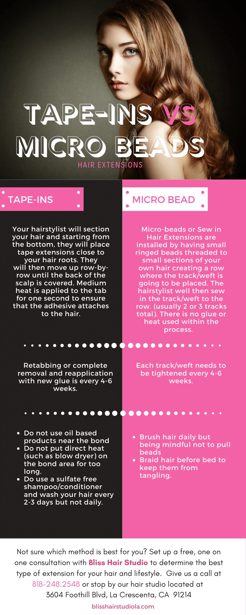 Tape-ins vs Micro beads Infographic